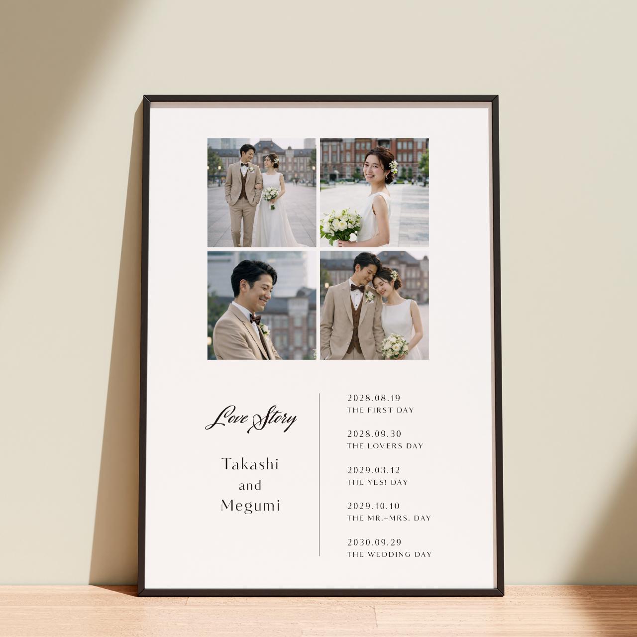 お好きな写真で作る【ラブストーリーボード】No.2｜結婚式｜ウェルカムボード｜ポスター・キャンバス・パネル1枚目の画像