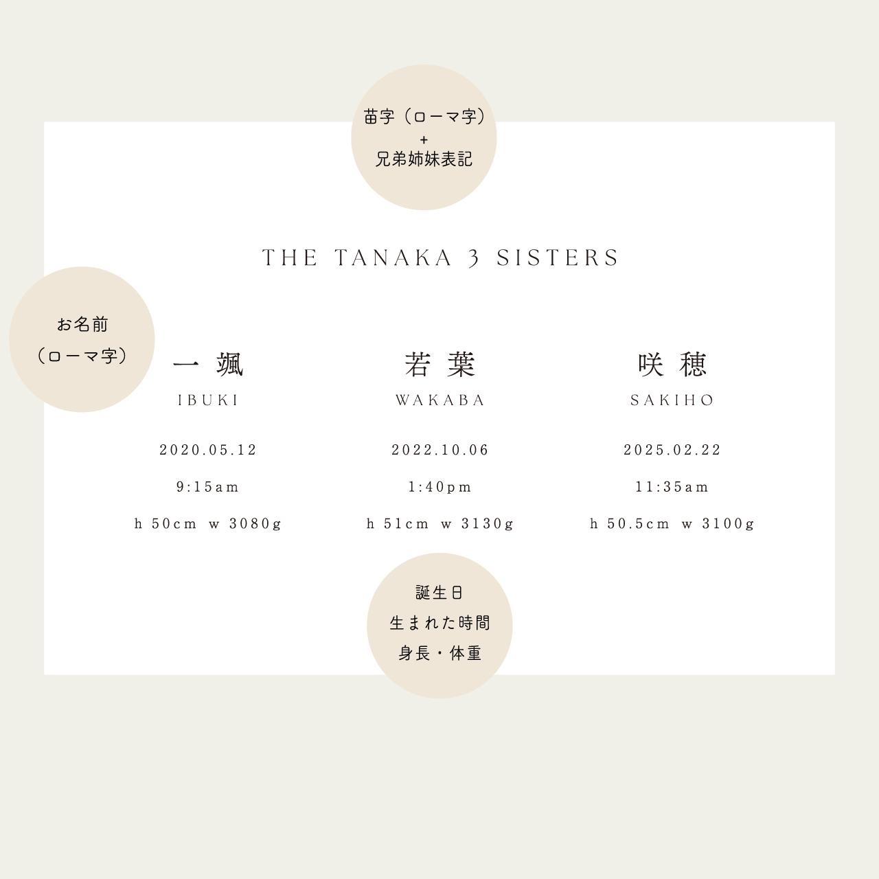 【きょうだいキャンバスボードSM号 シンプル】2〜3人用｜兄弟姉妹｜双子｜三つ子｜命名書｜出産記念｜出産祝い | 5枚目