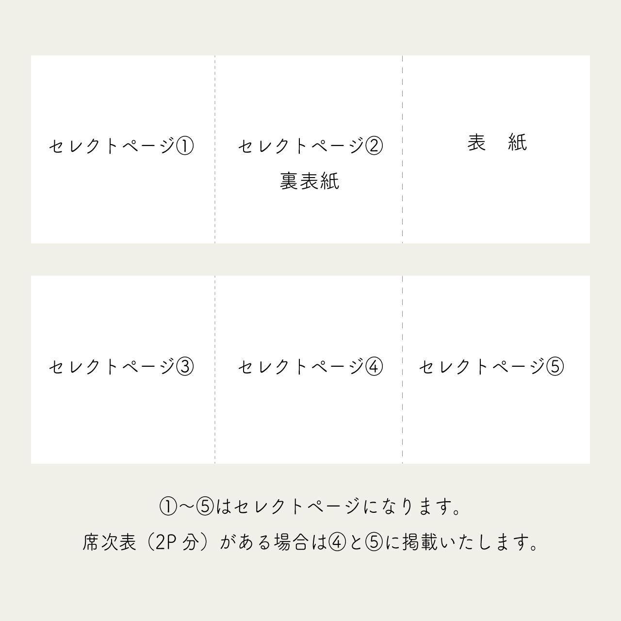 三つ折り｜プロフィールブック｜Groom&Bride似顔絵イラスト｜席次表｜スクエア型｜選べるカラー｜結婚式 | 5枚目