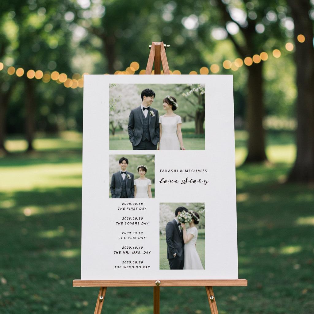 お好きな写真で作る【ラブストーリーボード】No.1|結婚式|ウェルカムボード|ポスター・キャンバス・パネル1枚目の画像