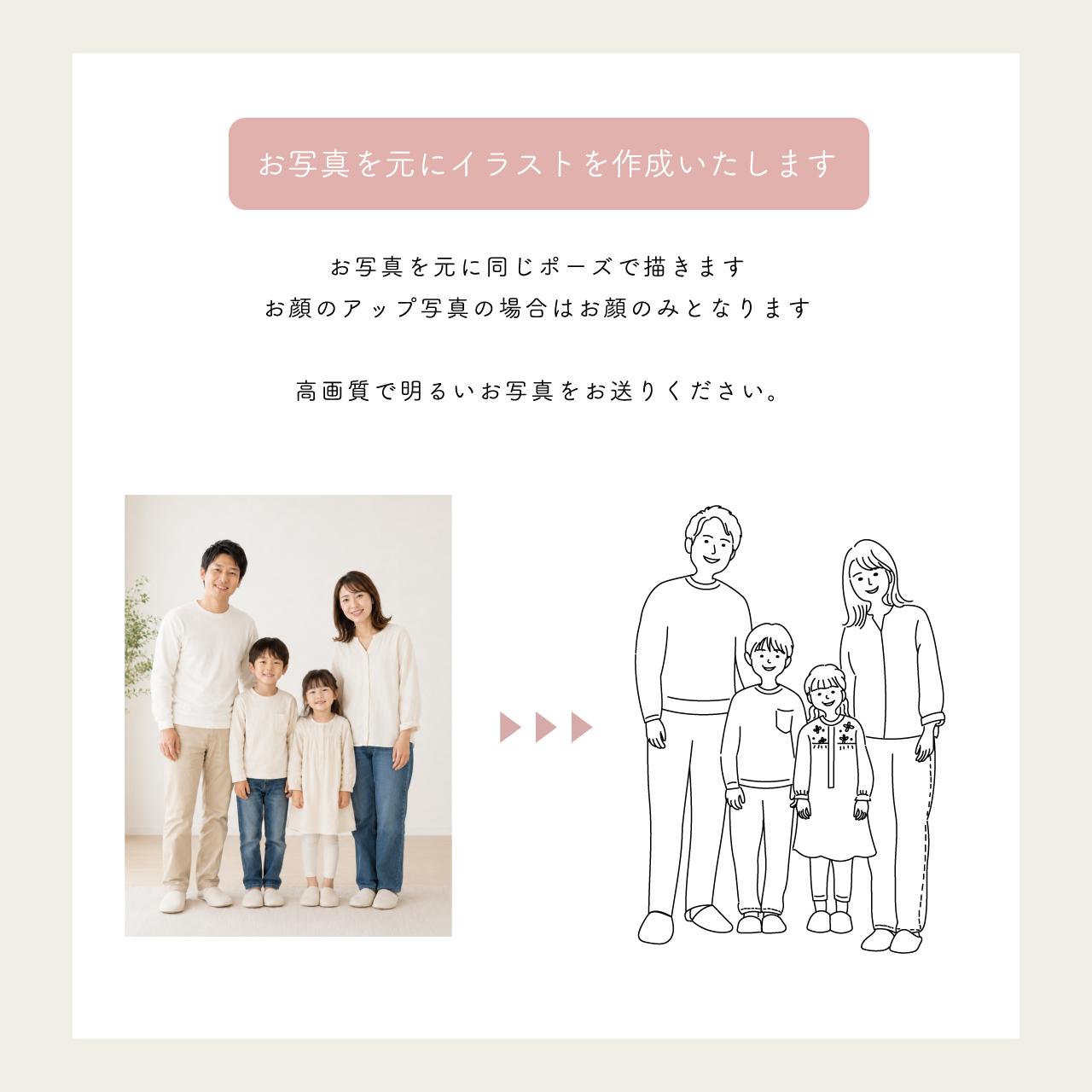 ファミリーネームボード|全身ゆるっと似顔絵風イラスト|家族の記念イラスト | 8枚目